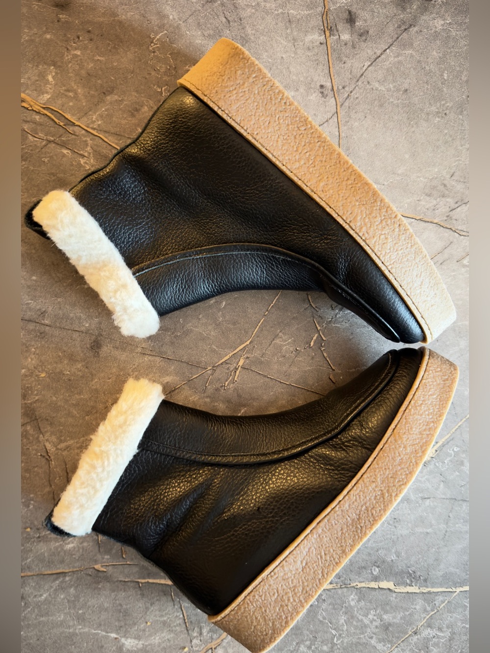 Flattered Simone Black Leather Winter Boots – Size EU 37 (US 7)